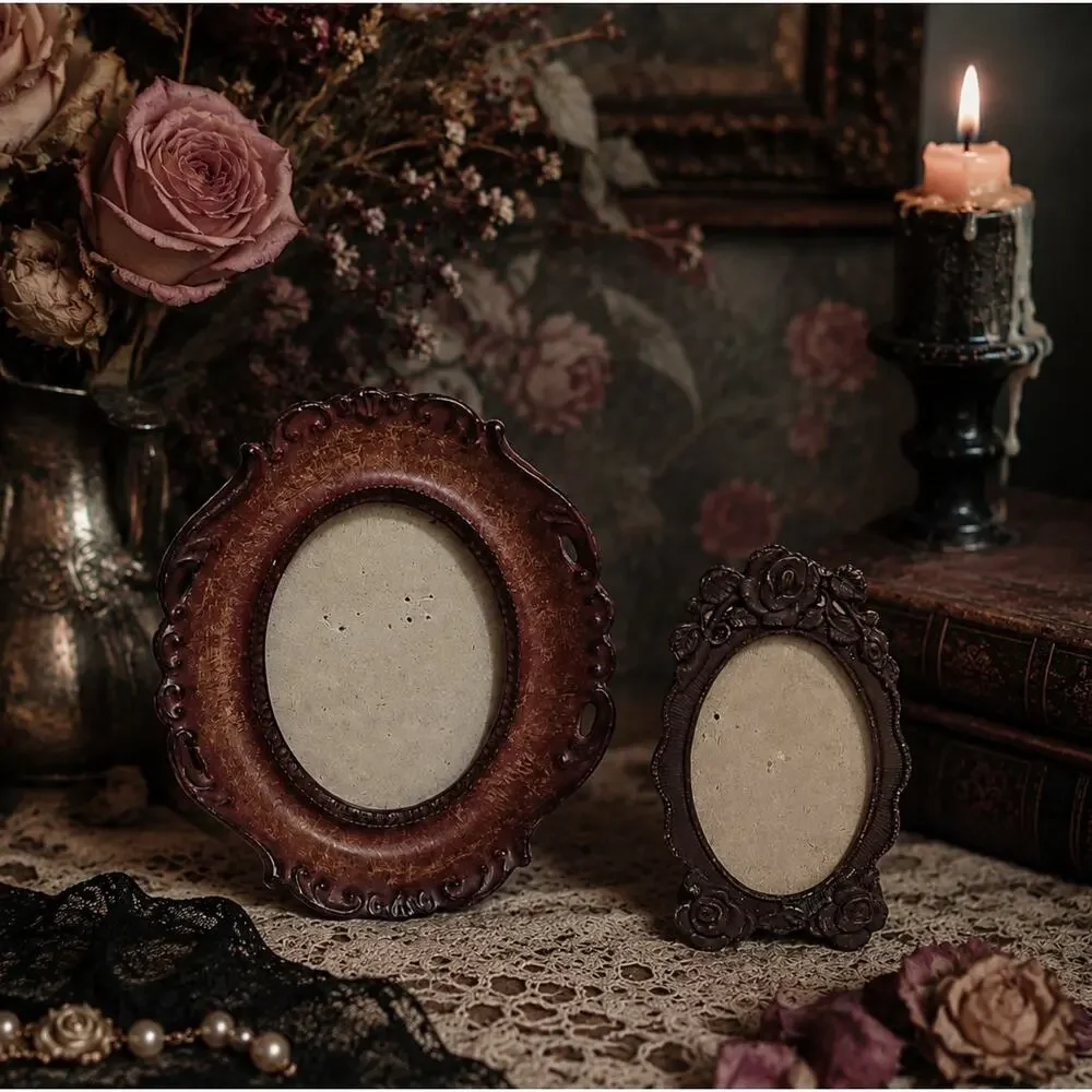 Vintage Oval Ornate Picture Frame Whimsygoth Victorian Baroque Old World